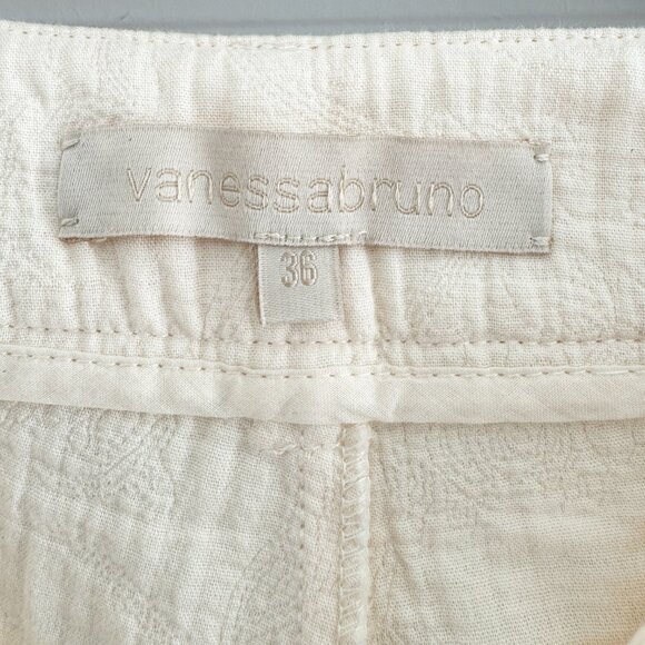 Vanessa Bruno embroidered cropped ivory pants, size 36. Fits like a size 2 - Picture 4 of 11